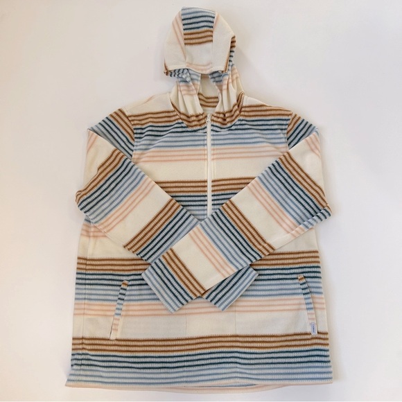 O’Neill Hooded Striped Quarter Zip Fleece Pullover - Picture 1 of 12